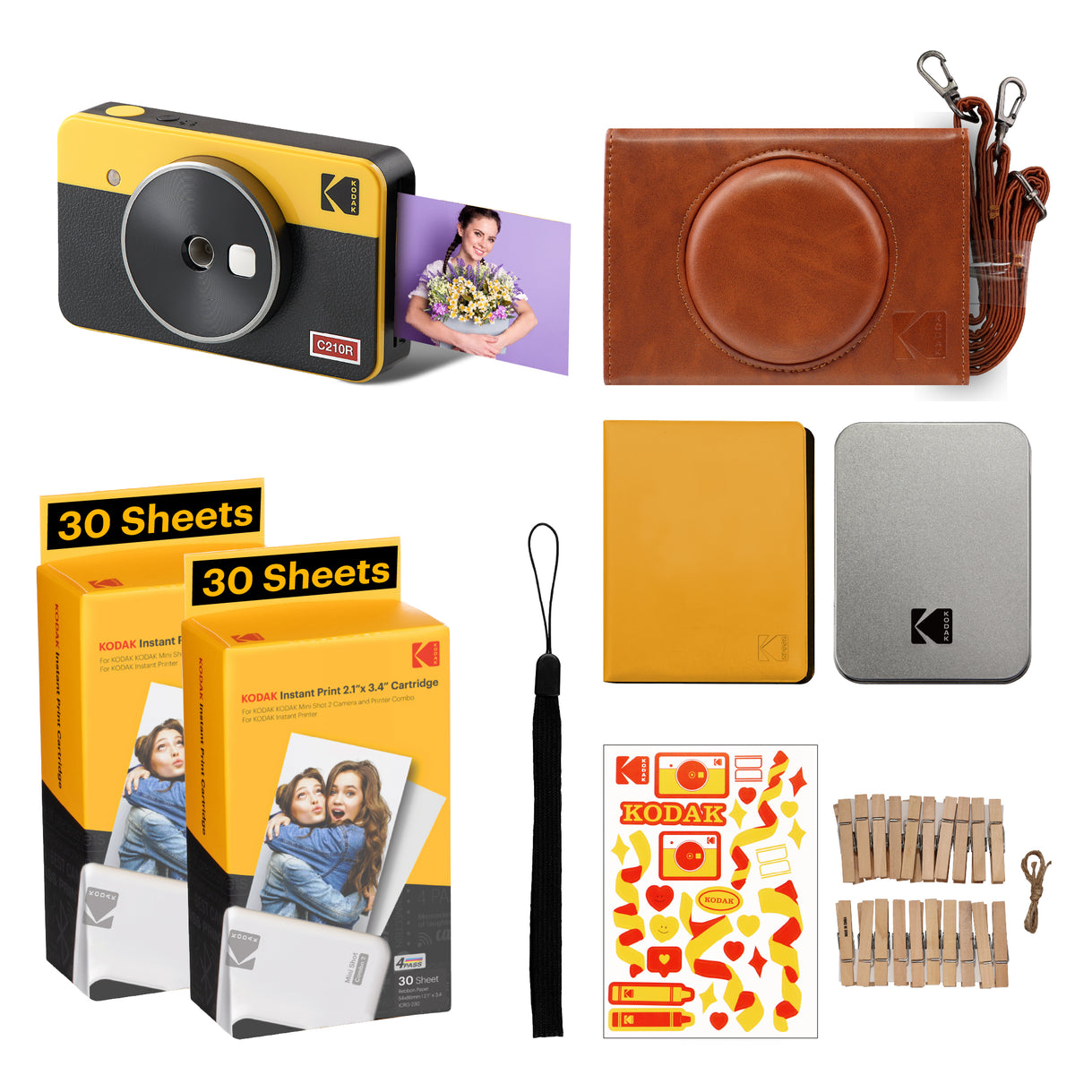 Kodak Dock Plus PD460, stampante fotografica portatile per smartphone,  stampa istantanea, 10 x 15 cm, iOS e Android, Bluetooth & Docking,  confezione da 80 + 10 carte fotografiche, giallo e : .it: Informatica