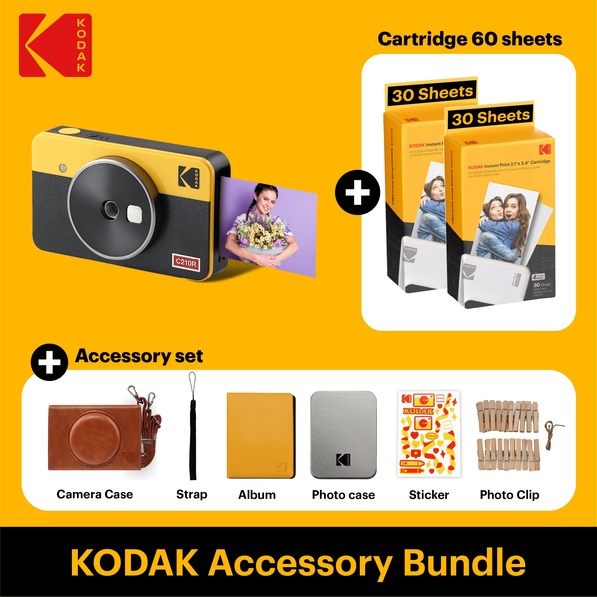 KODAK Mini Shot 2 Retro 4PASS 2-in-1 Instant Camera and Photo 
