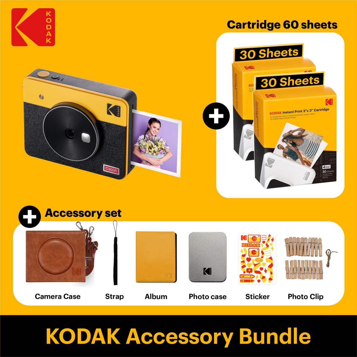 KODAK Mini Shot 3 Retro 4PASS 2-in-1 Instant Camera and Photo ...