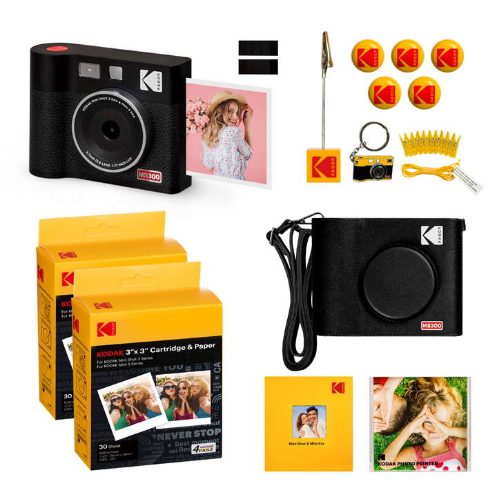 KODAK Mini Shot 3 ERA 2-in-1 Instant Camera and Photo Printer Gift Bundle (3x3) (Camera + 68 Sheets + Accessories)