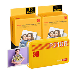 Imprimante photo portable Kodak Mini 2 Retro 2,1 x 3,4" + lot de 60 feuilles, connexion sans fil, photo réelle, processus 4PASS et de plastification, qualité premium