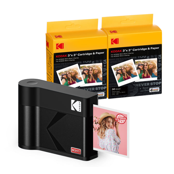 KODAK Mini 3 ERA 4PASS Portable Photo Printer (3x3) (Printer + 68 Sheets)