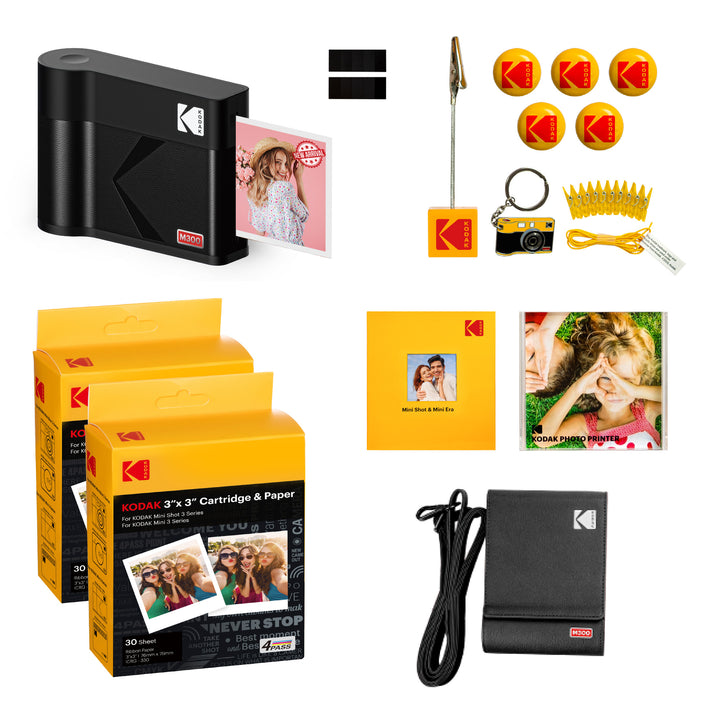 Imprimante photo portable KODAK Mini 3 ERA 4PASS (3x3) (imprimante + 68 feuilles + accessoires cadeaux)… 