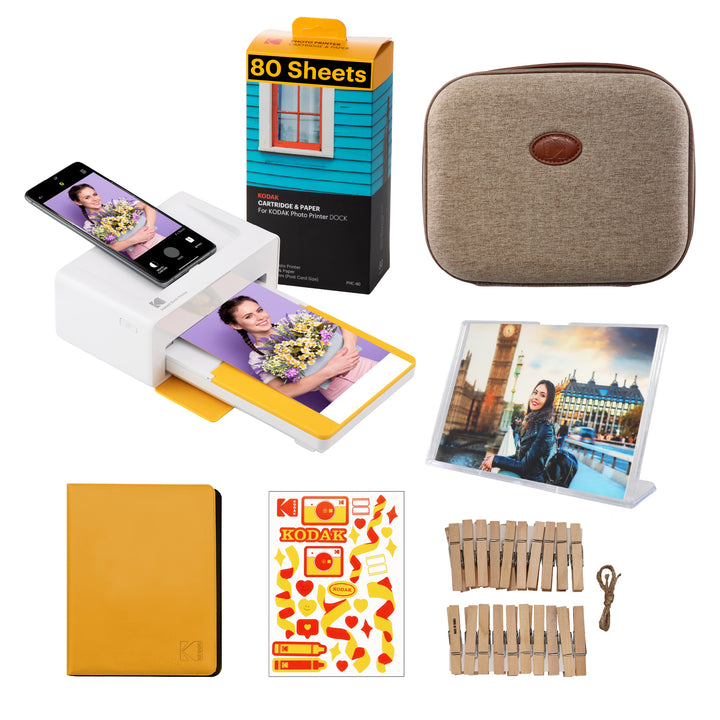 KODAK Dock Plus 4PASS Instant Photo Printer (4x6 inches) + 90 Sheets Gift Bundle